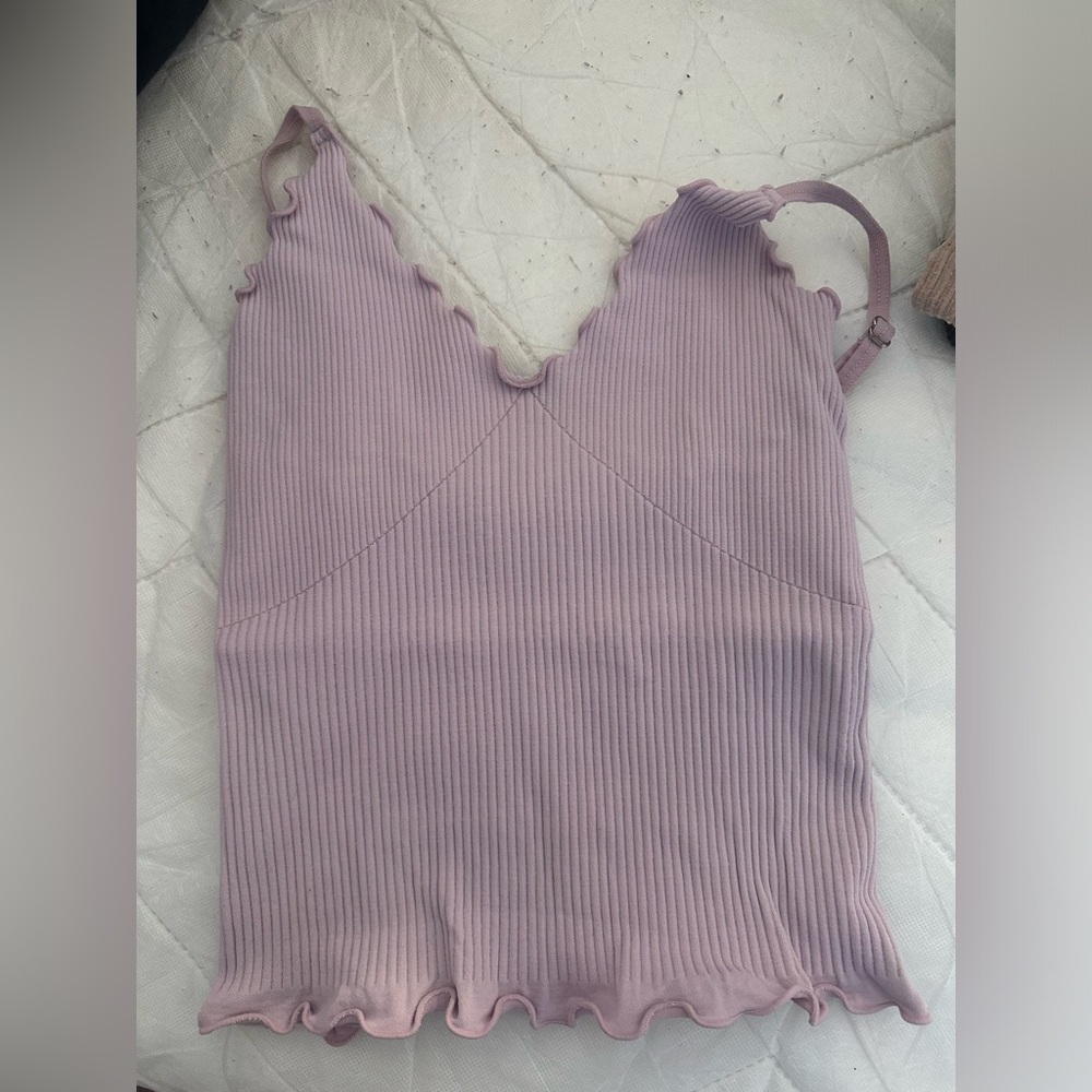 LAVENDER RUFFLE STRETCH TANK SIZE S
